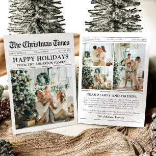 Newspaper Unique Fun What A Year Photo Christmas Holiday Card