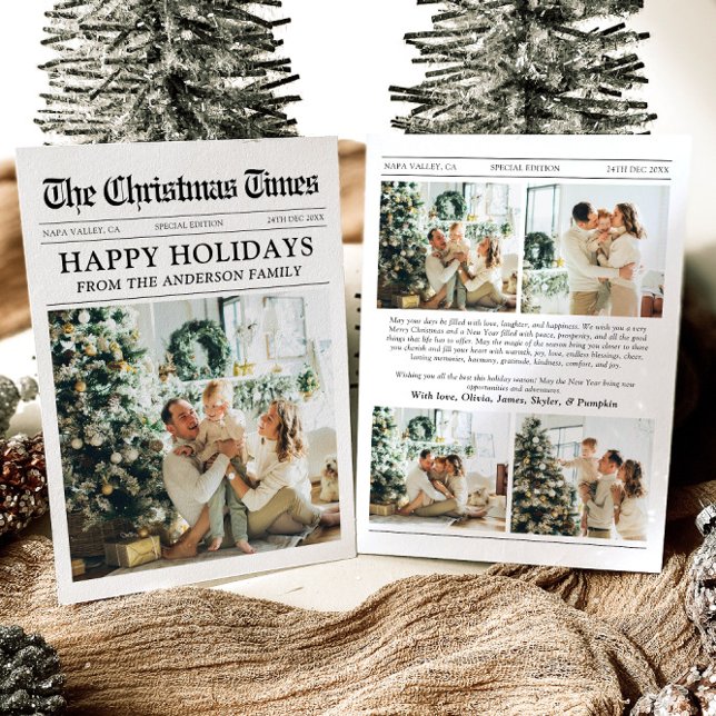 Newspaper Unique Fun What A Year Photo Christmas Holiday Card (Creator Uploaded)
