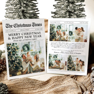 Newspaper Unique Fun What A Year Photo Christmas Holiday Card