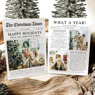 Newspaper Unique Fun What A Year Photo Christmas Holiday Card