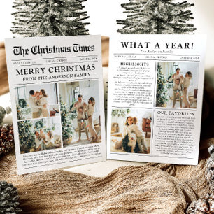 Newspaper Unique Fun What A Year Photo Christmas Holiday Card