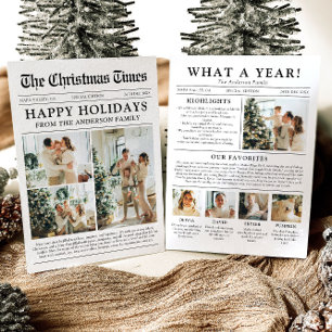 Newspaper Unique Fun What A Year Photo Christmas Holiday Card
