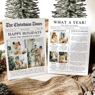 Newspaper Unique Fun What A Year Photo Christmas Holiday Card