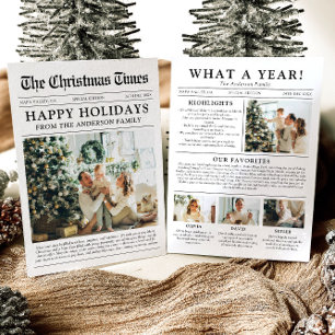 Newspaper Unique Fun What A Year Photo Christmas Holiday Card