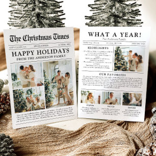 Newspaper Unique Fun What A Year Photo Christmas Holiday Card