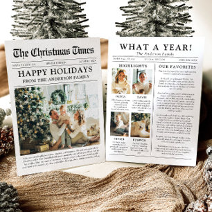 Newspaper Unique Fun What A Year Photo Christmas Holiday Card