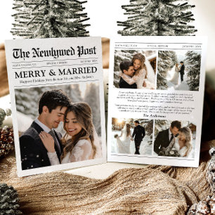 Newspaper Unique Merry and Married Photo Christmas Holiday Card