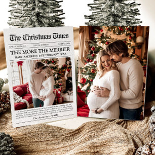 Newspaper Unique More the Merrier Baby Christmas Holiday Card
