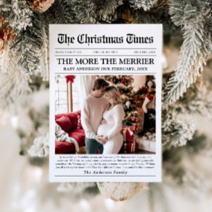 Newspaper Unique More the Merrier Baby Christmas Holiday Card