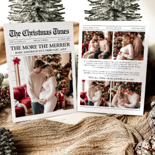 Newspaper Unique More the Merrier Baby Christmas Holiday Card