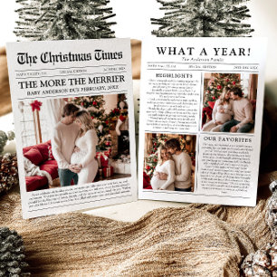 Newspaper Unique More the Merrier Baby Christmas Holiday Card