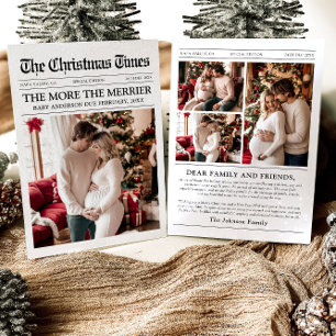 Newspaper Unique More the Merrier Baby Christmas Holiday Card