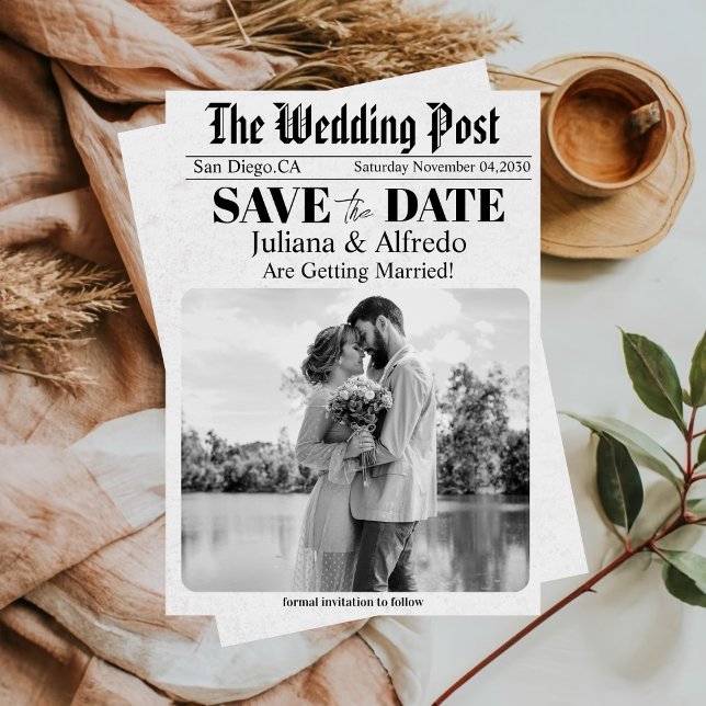 Newspaper Unique Photo Save the Date Wedding (Creator Uploaded)