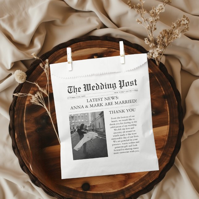 Newspaper Unique Photo Wedding Favour Bag (newspaper wedding favor bags)