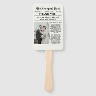Newspaper Unique Photo Wedding Thank You Hand Fan