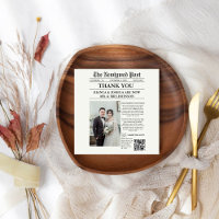 Newspaper Unique Photo Wedding Thank You 