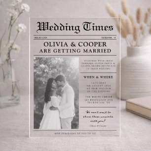 Newspaper Wedding Acrylic Invitations