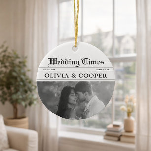 Newspaper Wedding Ceramic Ornament