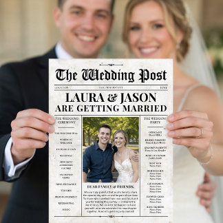 Newspaper Wedding Itinerary Program with Timeline Flyer