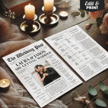Newspaper Wedding Itinerary Program with Timeline 