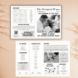 Newspaper Wedding Program Info Photo<br><div class="desc">CORRECTED VERSION: https://www.zazzle.com/newspaper_wedding_program_info_word_search_photos-256541339086083865 We discovered a small typo in the word search design—'husband' is misspelled as 'huspand.' We’ve created a corrected version of the design, link above. Thank you for your understanding! Make your wedding program a memorable keepsake with our newspaper style program. Our program features four pages of personalised...</div>