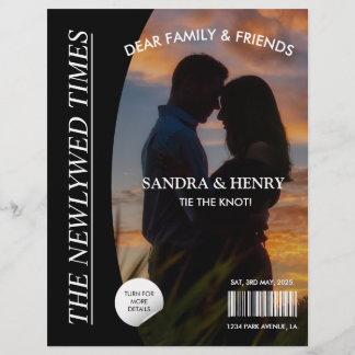 Newspaper Wedding Program Photo Magazine Fun Facts Flyer