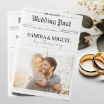 Newspaper Wedding Program Time Line Photo Trivia<br><div class="desc">Introducing Our Vintage-Inspired Newspaper Wedding Program! This unique and beautifully designed wedding program brings the charm of classic newspapers to your special day. Featuring four large, foldable pages, it’s structured to include all the essential details of your wedding ceremony, a complete timeline of events, and even a special section for...</div>