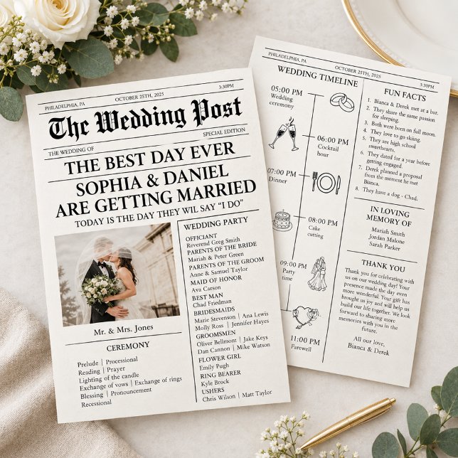 Newspaper Wedding Program Timeline Fan Flyer (Creator Uploaded)