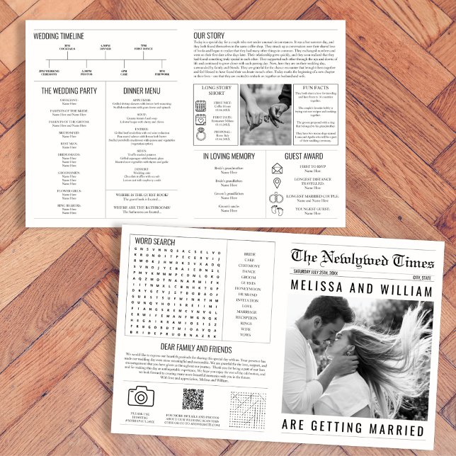 Newspaper Wedding Program Timeline Infographic  (Newspaper Wedding Program Timeline Infographic)