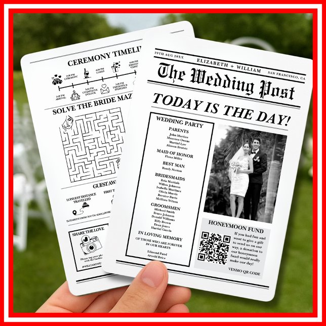 Newspaper Wedding Program Unique Modern Elegant (Creator Uploaded)