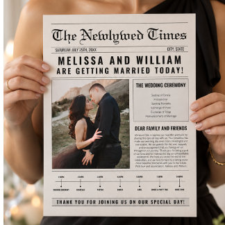 Newspaper Wedding Program Word Search Timeline Flyer
