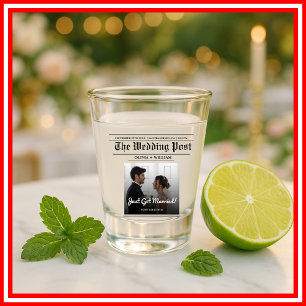 Newspaper Wedding Table Number Modern PHOTO Shot Glass