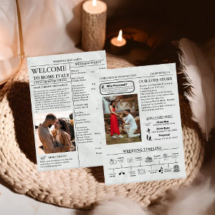 Newspaper Wedding Timeline & Program Infographic