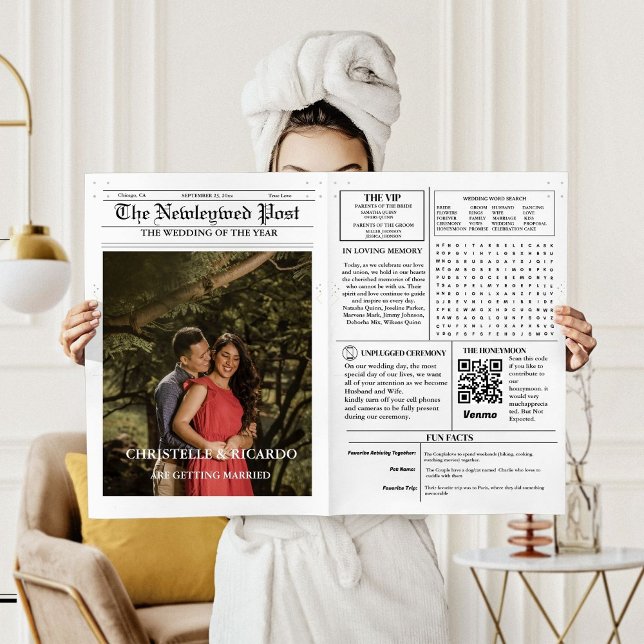 Newspaper Wedding Timeline & Program Infographic (Creator Uploaded)