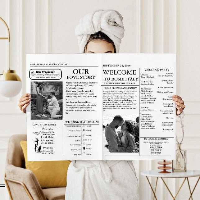 Newspaper Wedding Timeline & Program Infographic (Creator Uploaded)