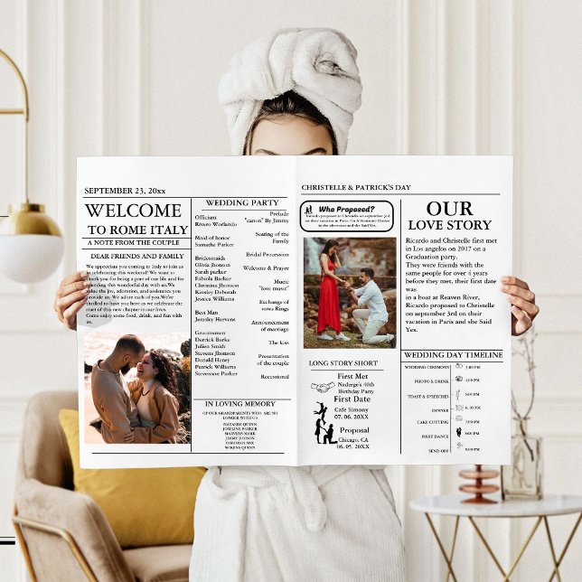 Newspaper Wedding Timeline & Program Infographic (Creator Uploaded)