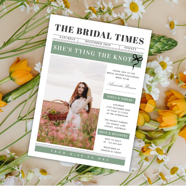 Newspaper Wedding Unique Fun Bridal Shower Invitation (Creator Uploaded)