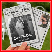Newspaper Wedding Vintage Elegant Save The Date