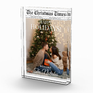 Newspaper What A Year Black White Photo Christmas