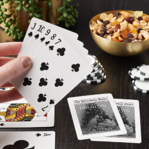 Newspaper What A Year Black White Photo Christmas Playing Cards