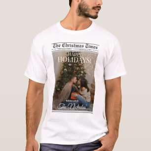 Newspaper What A Year Black White Photo Christmas T-Shirt