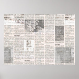 Newspaper with old unreadable text. Vintage grunge Poster