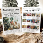Newspaper Year in Review Family Photo Christmas Holiday Card<br><div class="desc">Our Year in Review Card Template is the perfect way to share the highlights, memories, and milestones of the past year with family and friends. Designed as a unique and fun Christmas holiday card in a 'Year in Review' newspaper style, this card features a collection of your favourite family photos....</div>