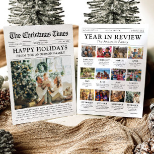 Newspaper Year in Review Family Photo Christmas Holiday Card