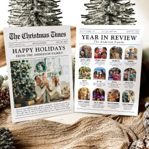 Newspaper Year in Review Family Photo Christmas Holiday Card