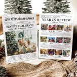 Newspaper Year in Review Family Photo Christmas Holiday Card<br><div class="desc">Our Year in Review Card Template is the perfect way to share the highlights, memories, and milestones of the past year with family and friends. Designed as a unique and fun Christmas holiday card in a 'Year in Review' newspaper style, this card features a collection of your favourite family photos....</div>