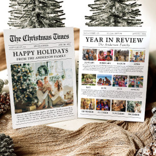 Newspaper Year in Review Family Photo Christmas Holiday Card