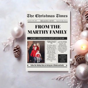 Newspaper Year in Review Photo Collage Christmas  Holiday Card