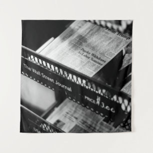 NEWSPAPERS ON THE WALL STREET JOURNAL RACK TAPESTRY