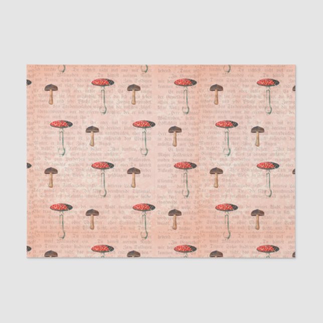 Newsprint and Mushrooms Tissue Paper (Front)